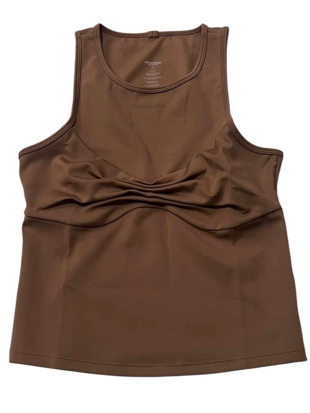 Girlfriend Collective Ruched Athletic Tank Top Size Medium in Sepia